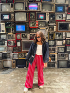 Fiore Stripped Set Pants Cherry
