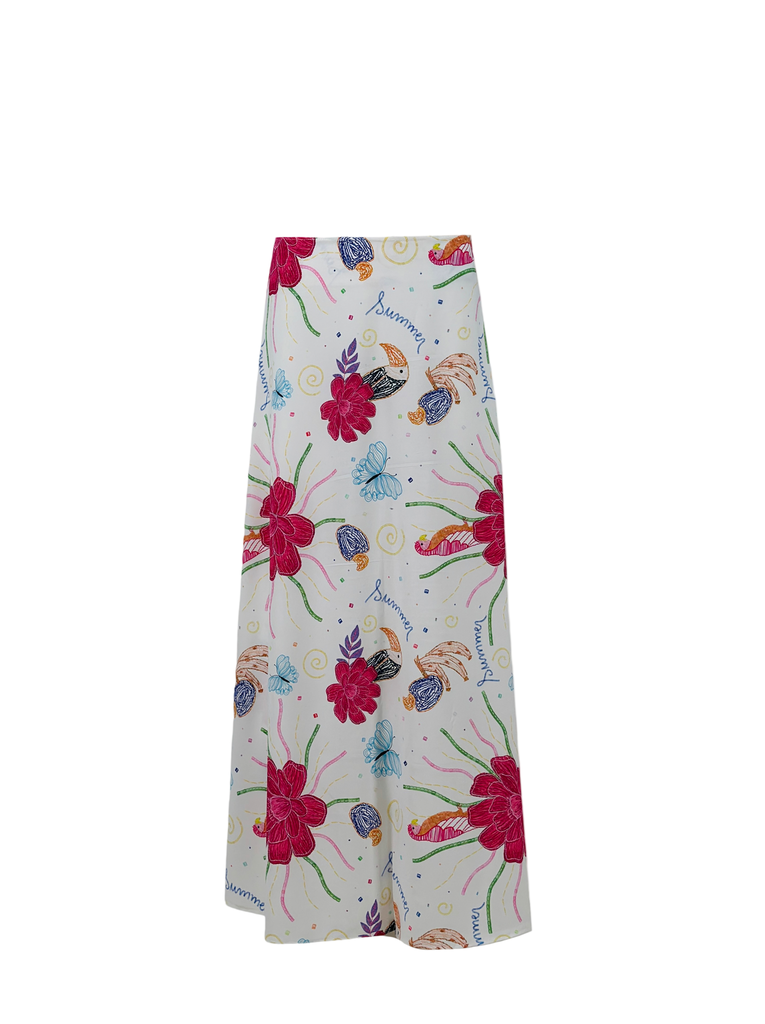 Summer Cream Doodles Slim Skirt