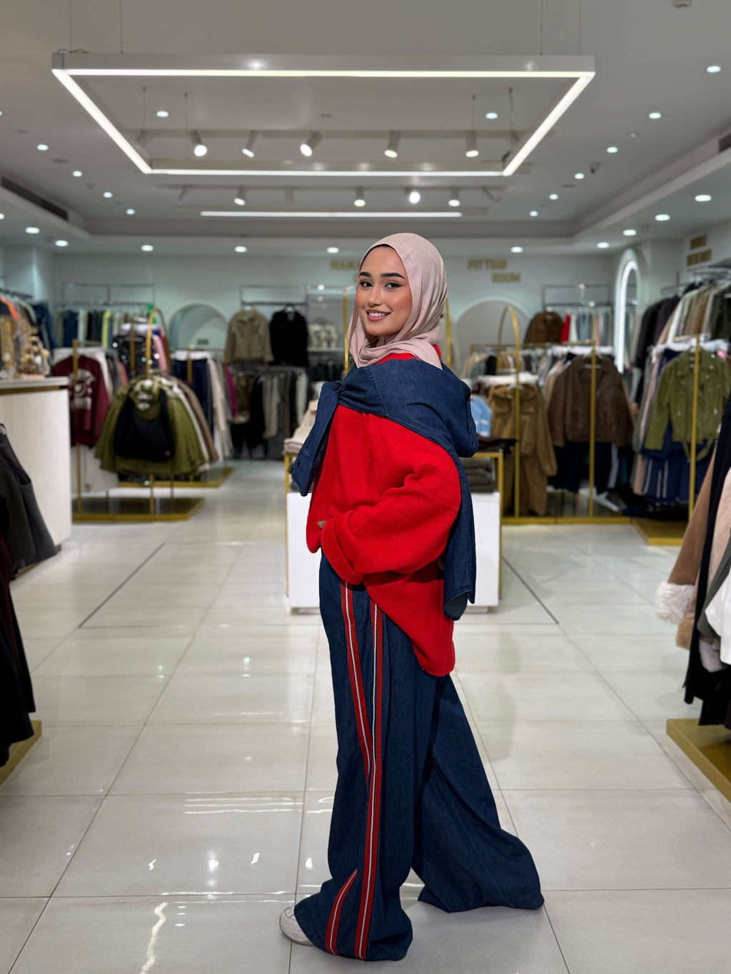 Cherry Trims Denim Pants