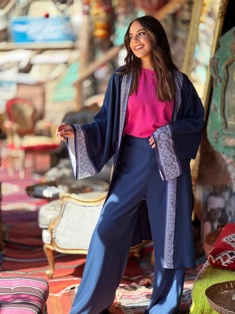 New Arabian Trim Kimono Navy Sahara