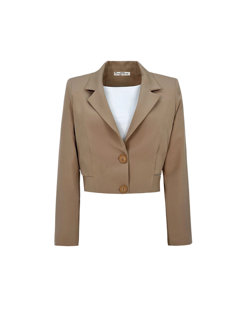 Belted Cropped Blazer Sand