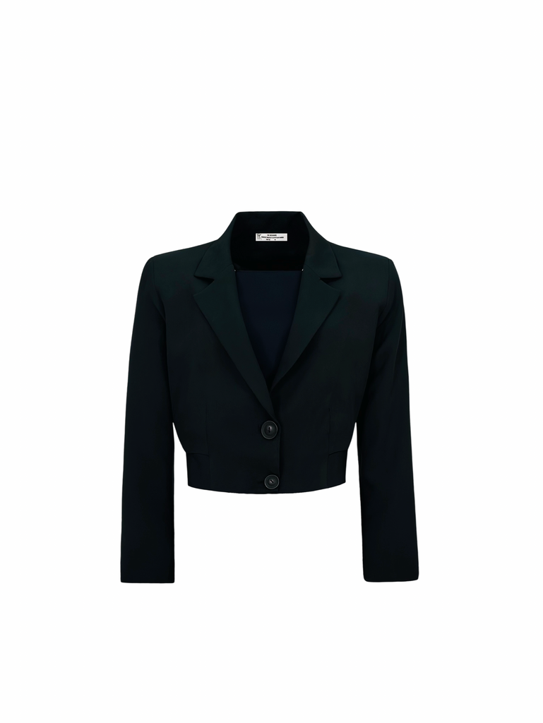 Belted Cropped Blazer Heather Black