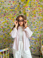 Stripes Floral Oversized Shirt