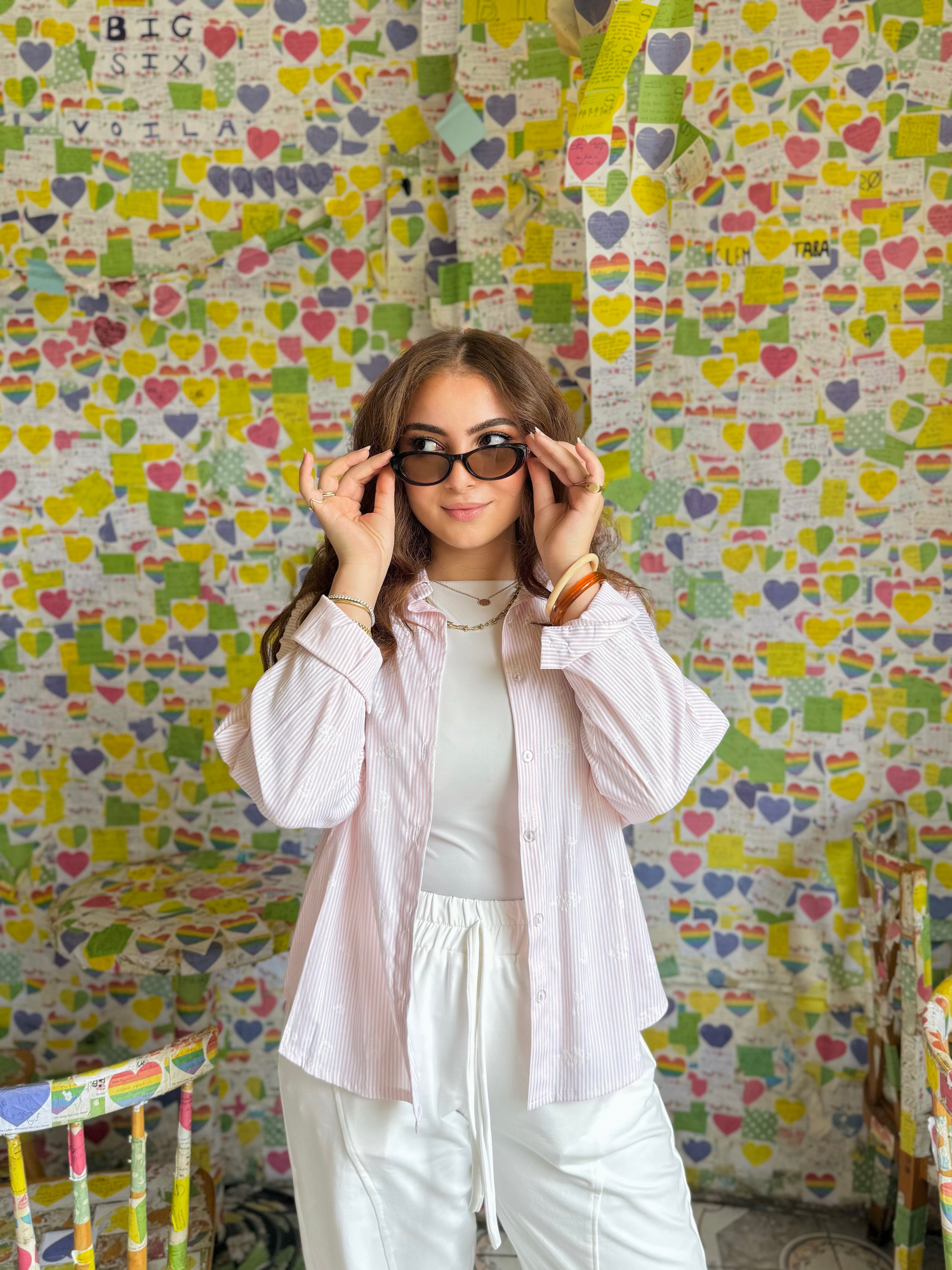 Stripes Floral Oversized Shirt