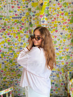 Stripes Floral Oversized Shirt