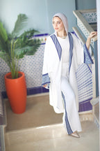 New Arabian Trim Kimono Cream Blues