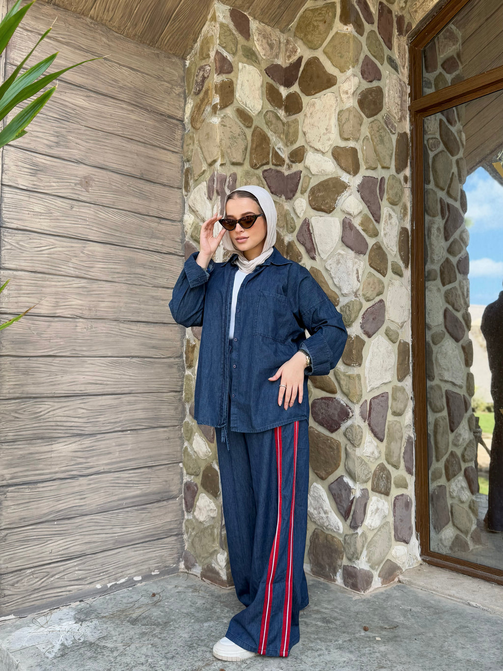 Cherry Trims Denim Pants