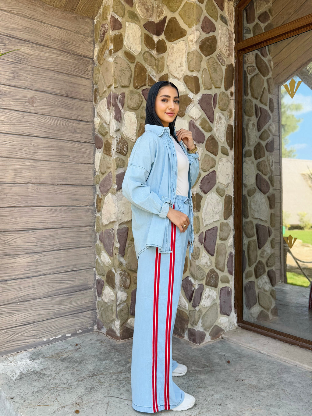 Cherry Trims Denim Pants