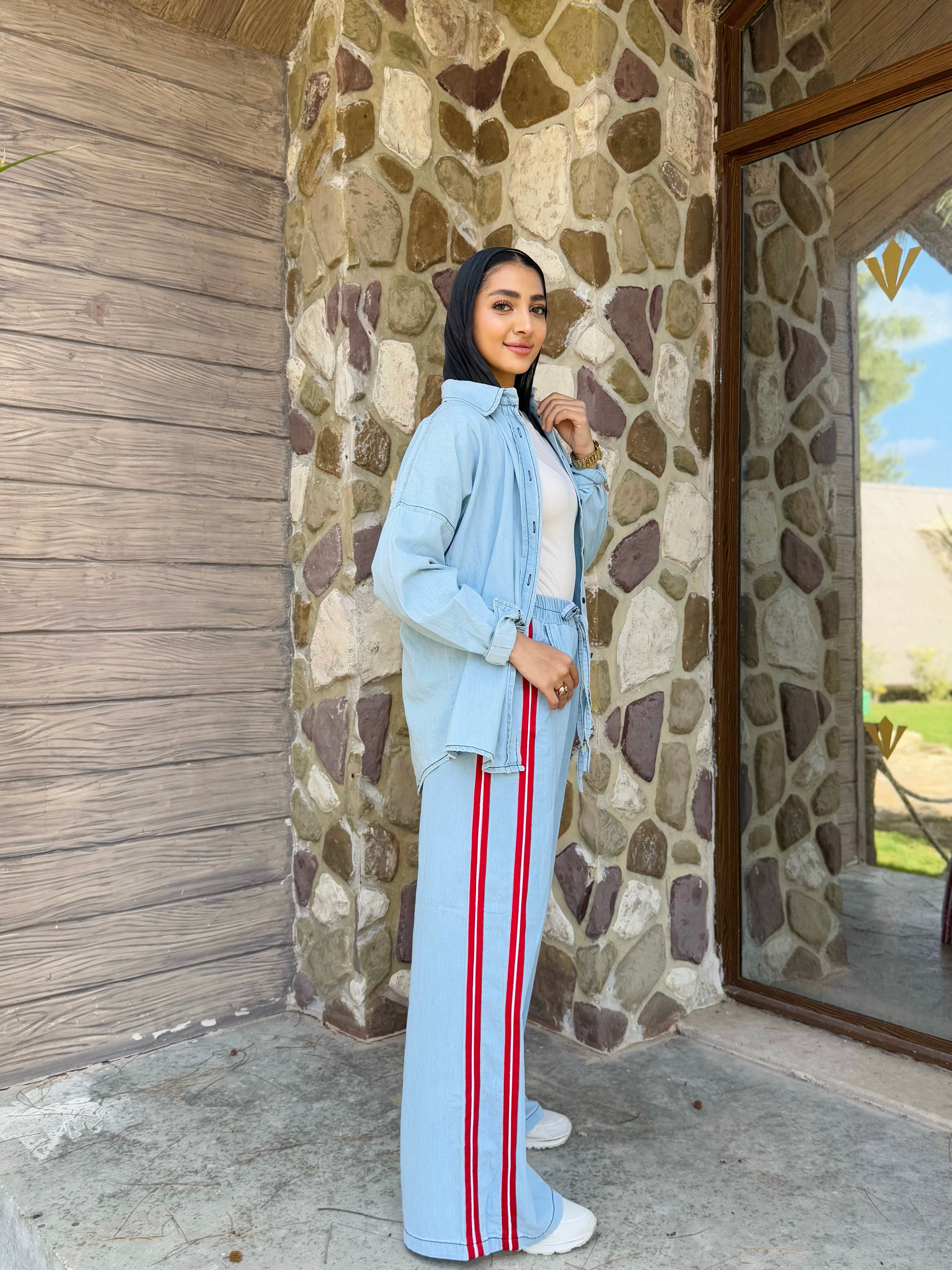 Cherry Trims Denim Pants