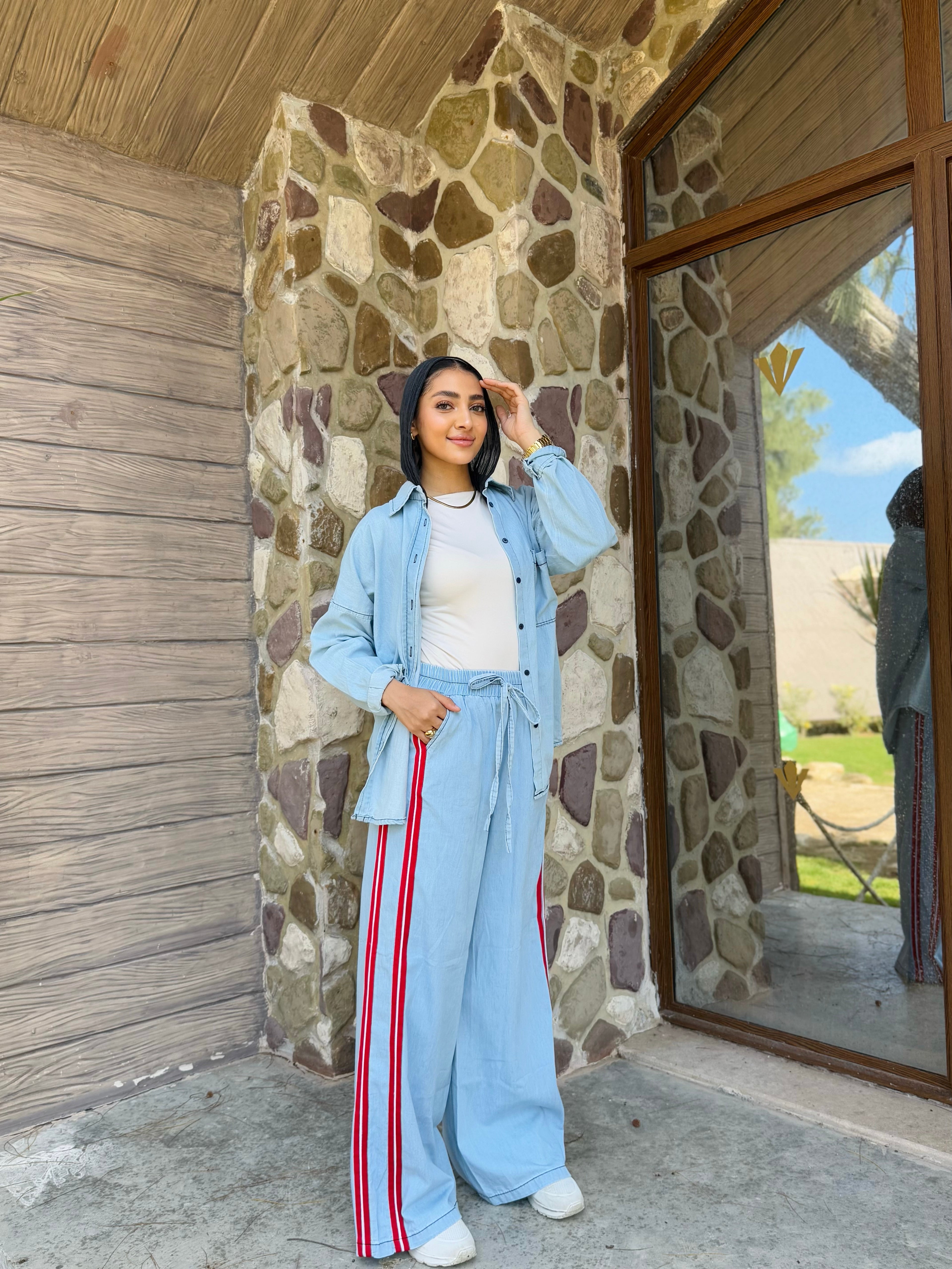 Cherry Trims Denim Pants