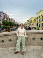 Cropped Lin Floral Pants