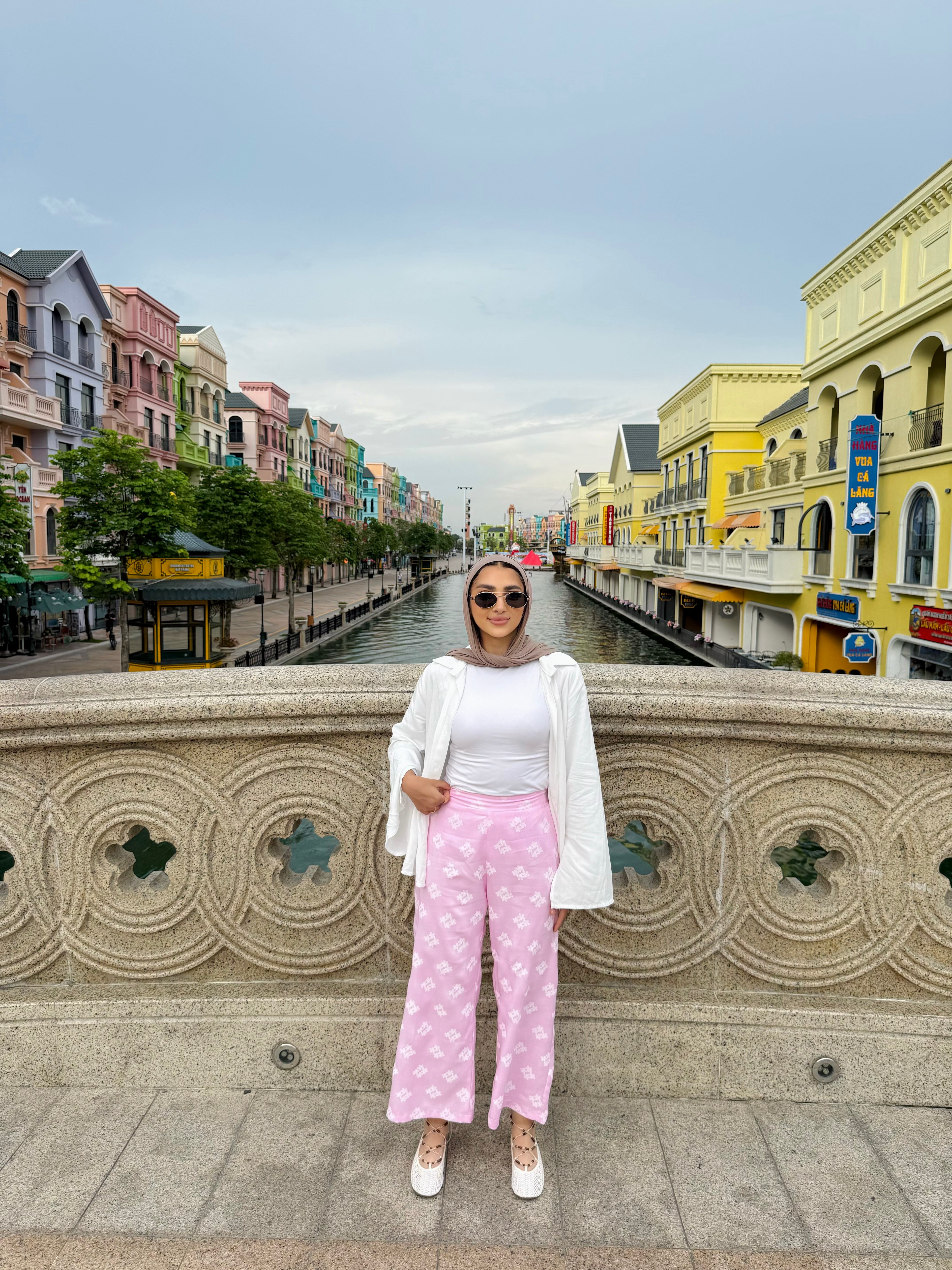Cropped Lin Floral Pants