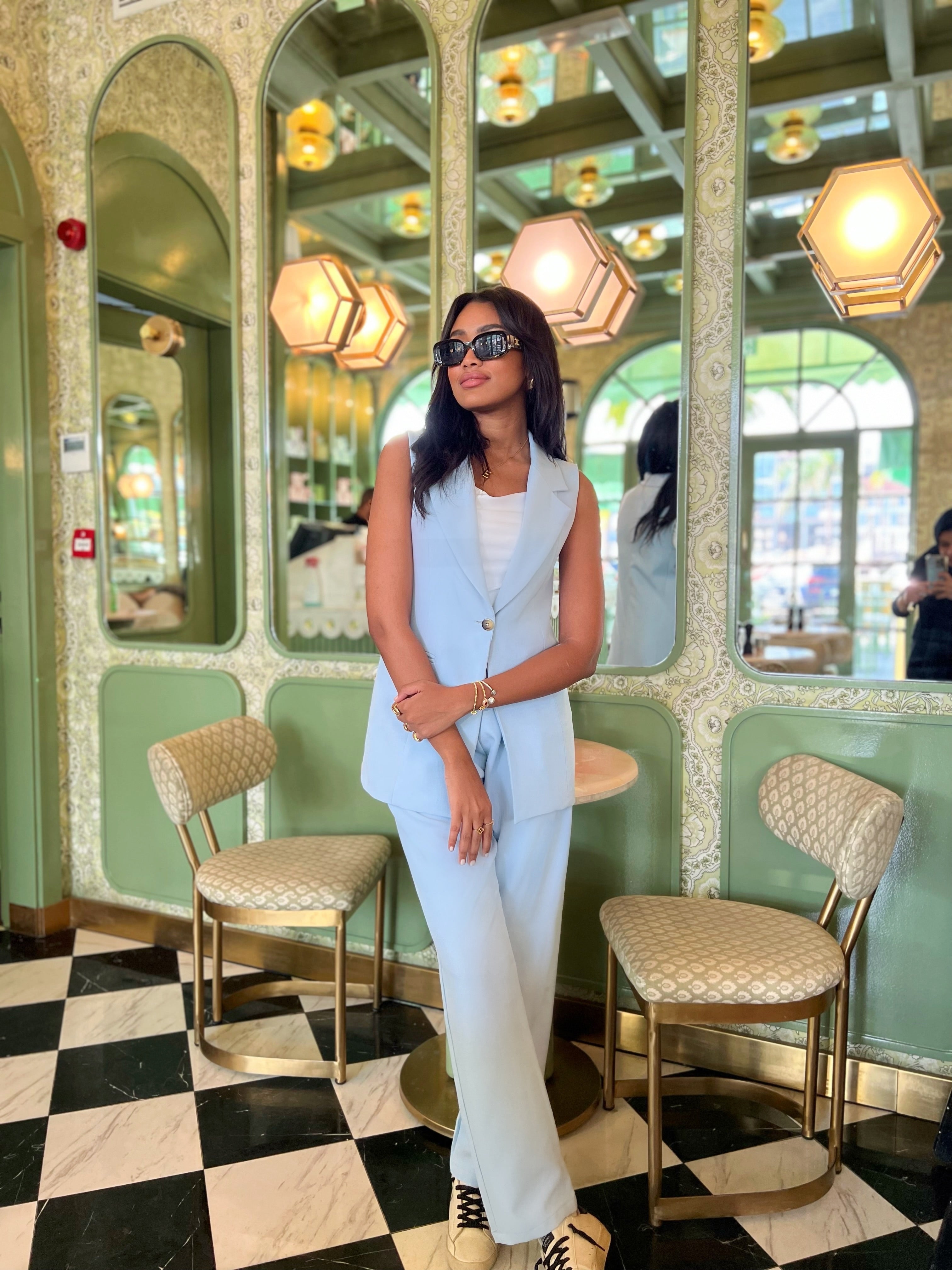 Classical Break Suit Vest Baby Blue