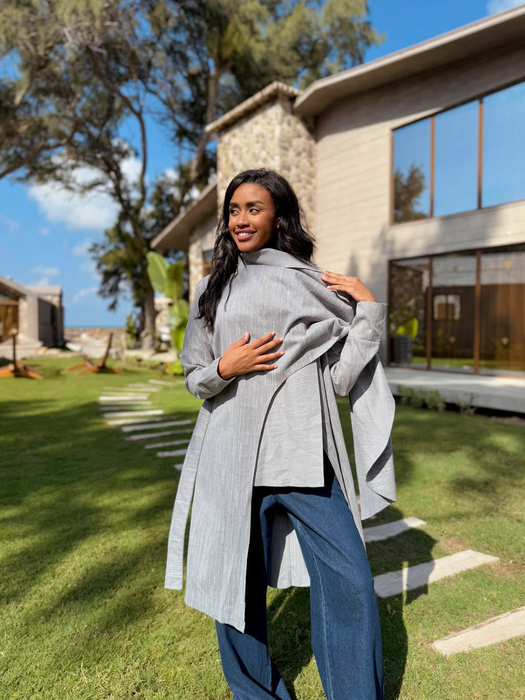 Scratched Foulard Coat