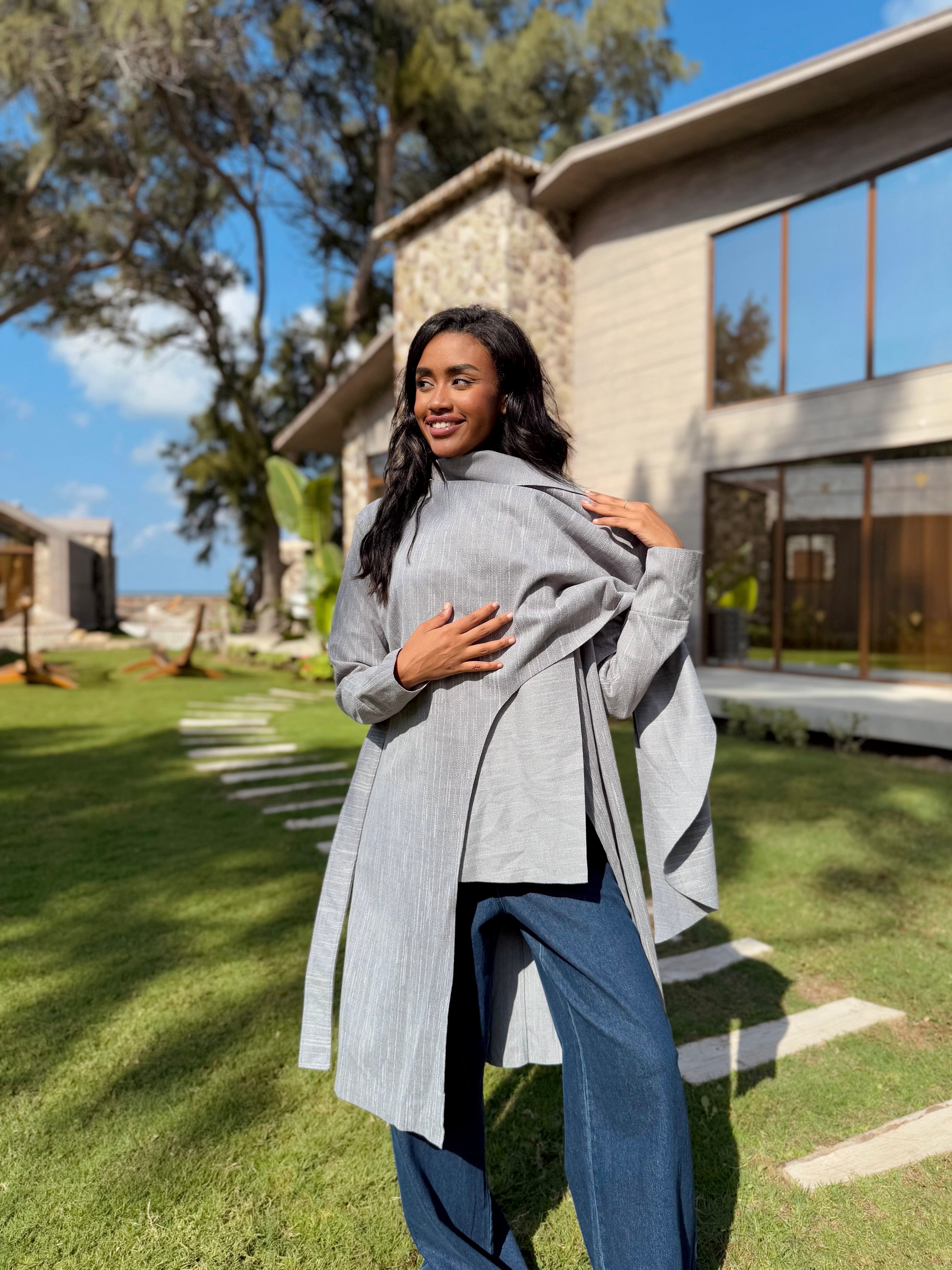 Scratched Foulard Coat
