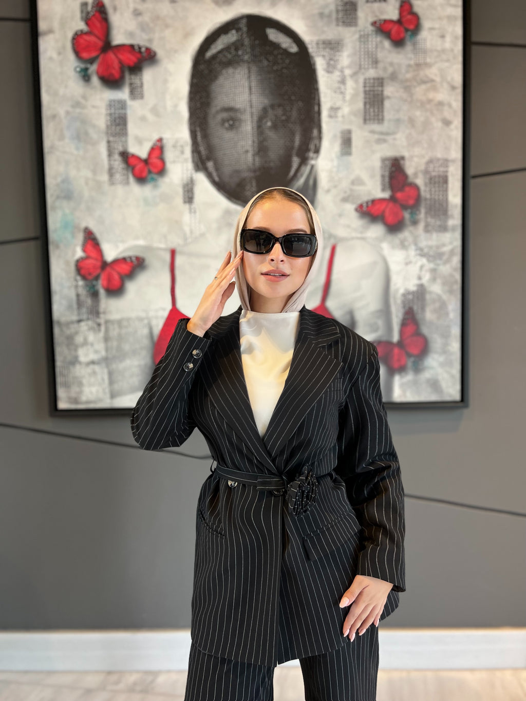 Fiore Stripe Long Blazer