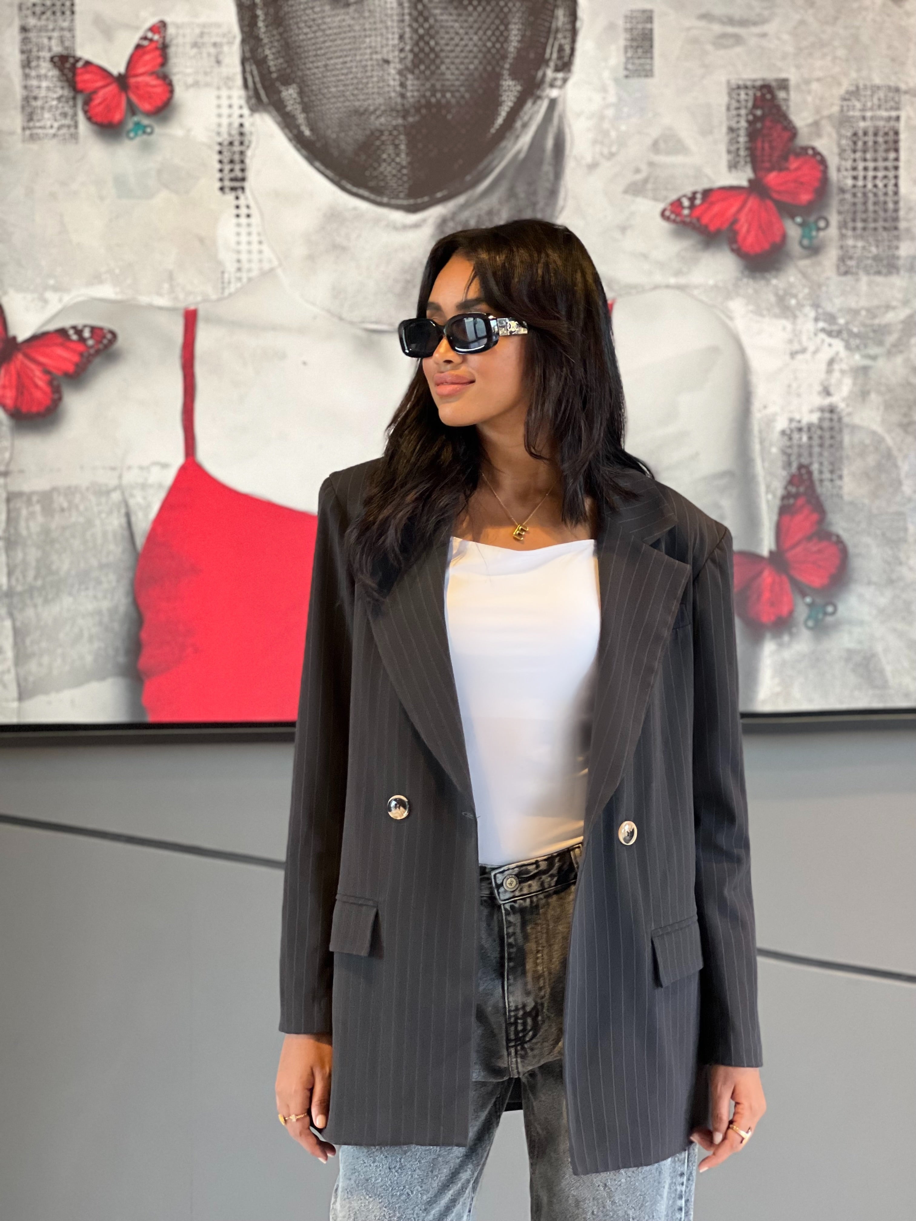Fiore Stripe Long Blazer