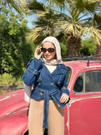 Cropped Denim Trench Coat