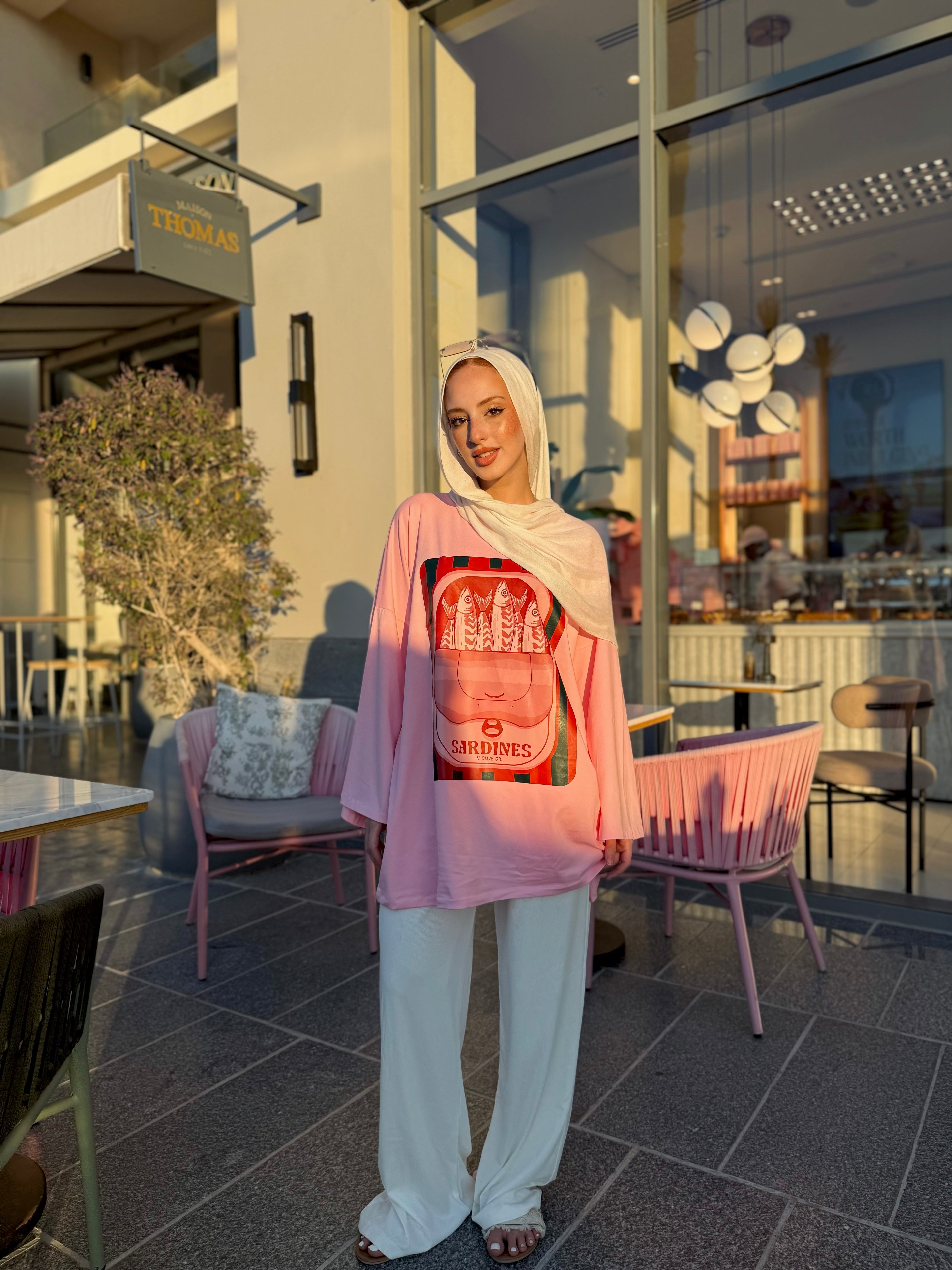 Pink Sardines Long T-Shirt