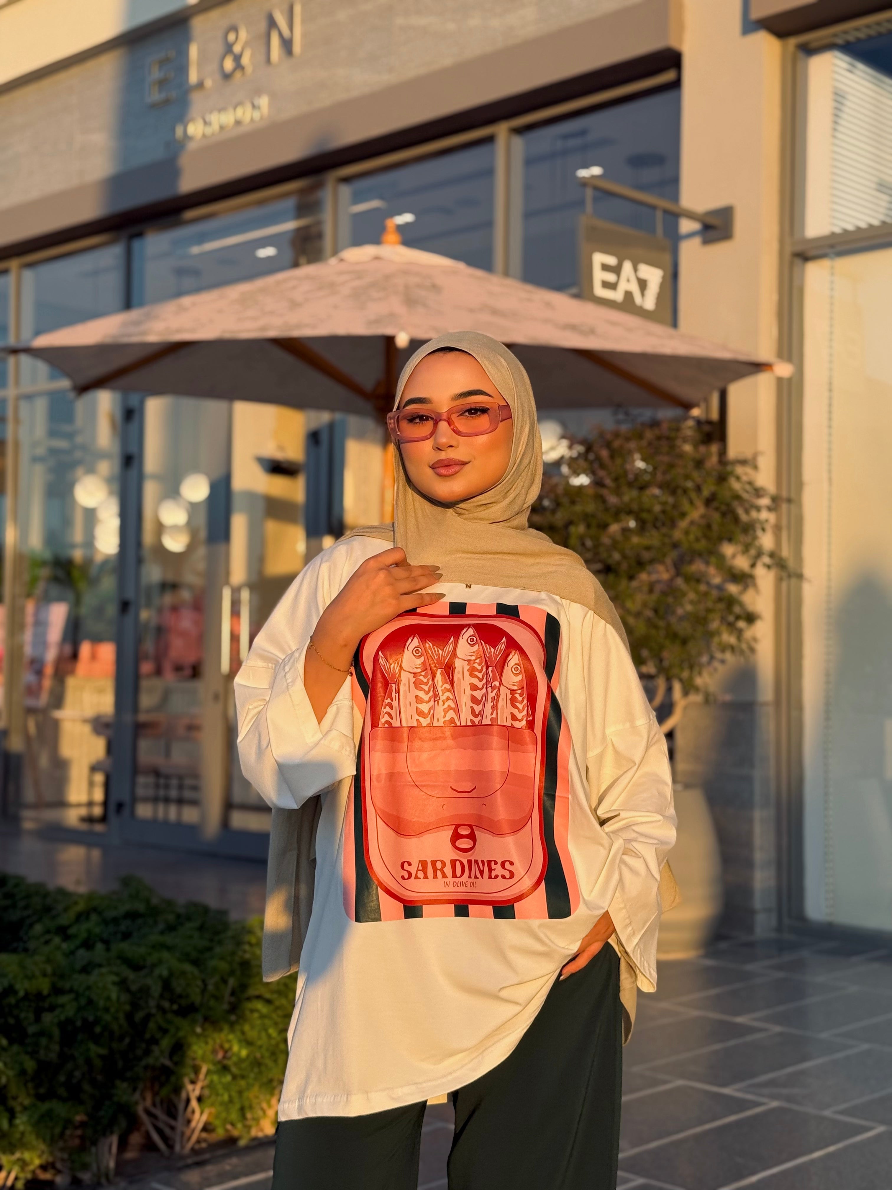 Cream Sardines Long T-Shirt