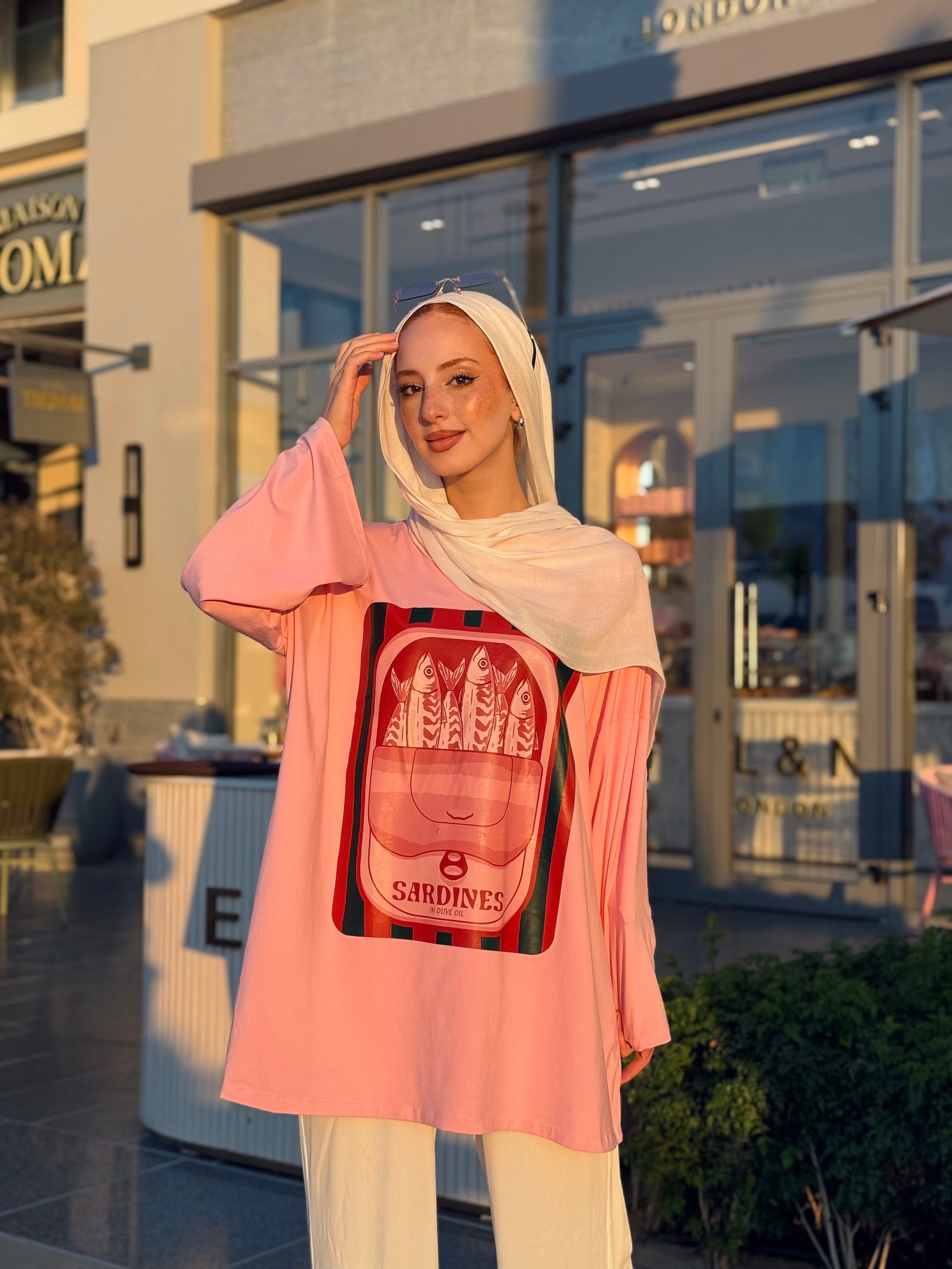 Pink Sardines Long T-Shirt