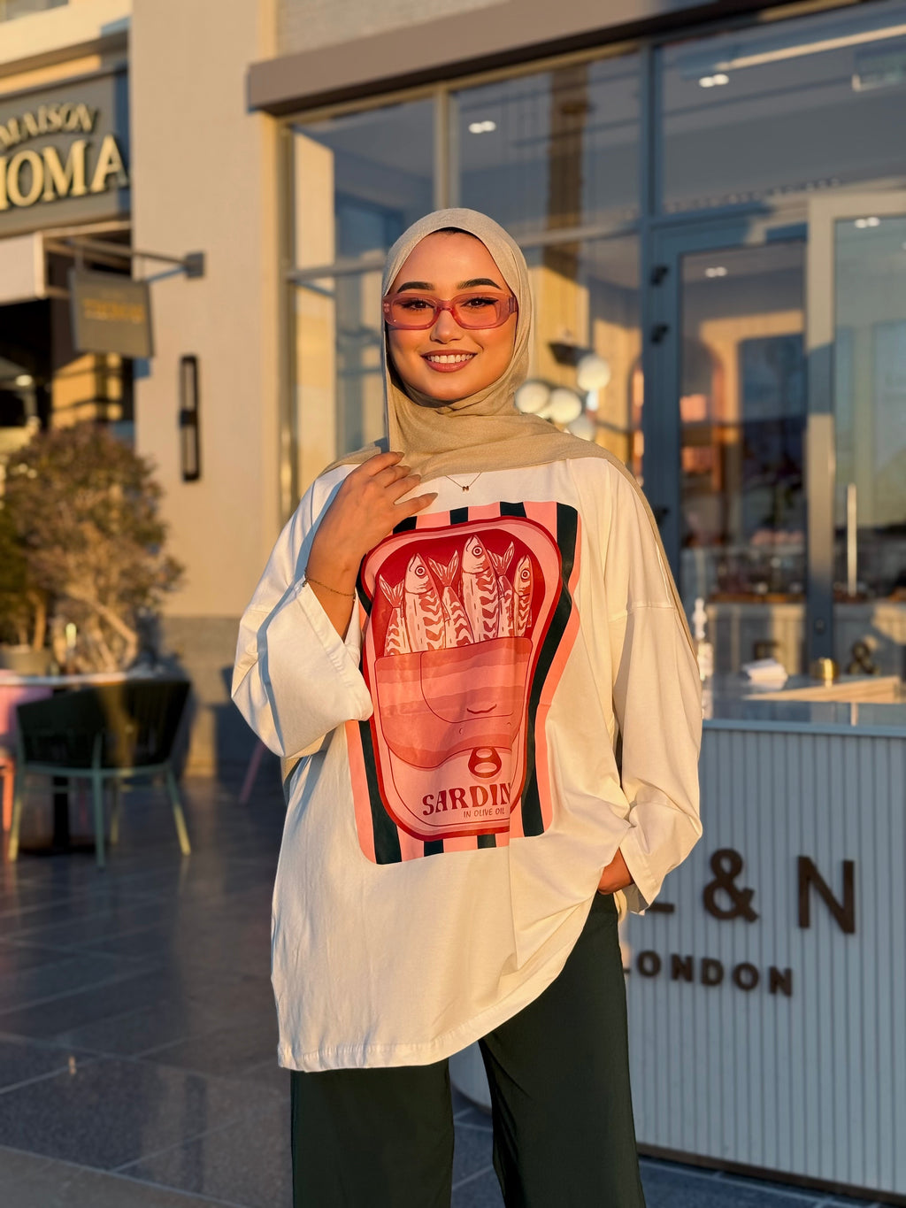 Cream Sardines Long T-Shirt