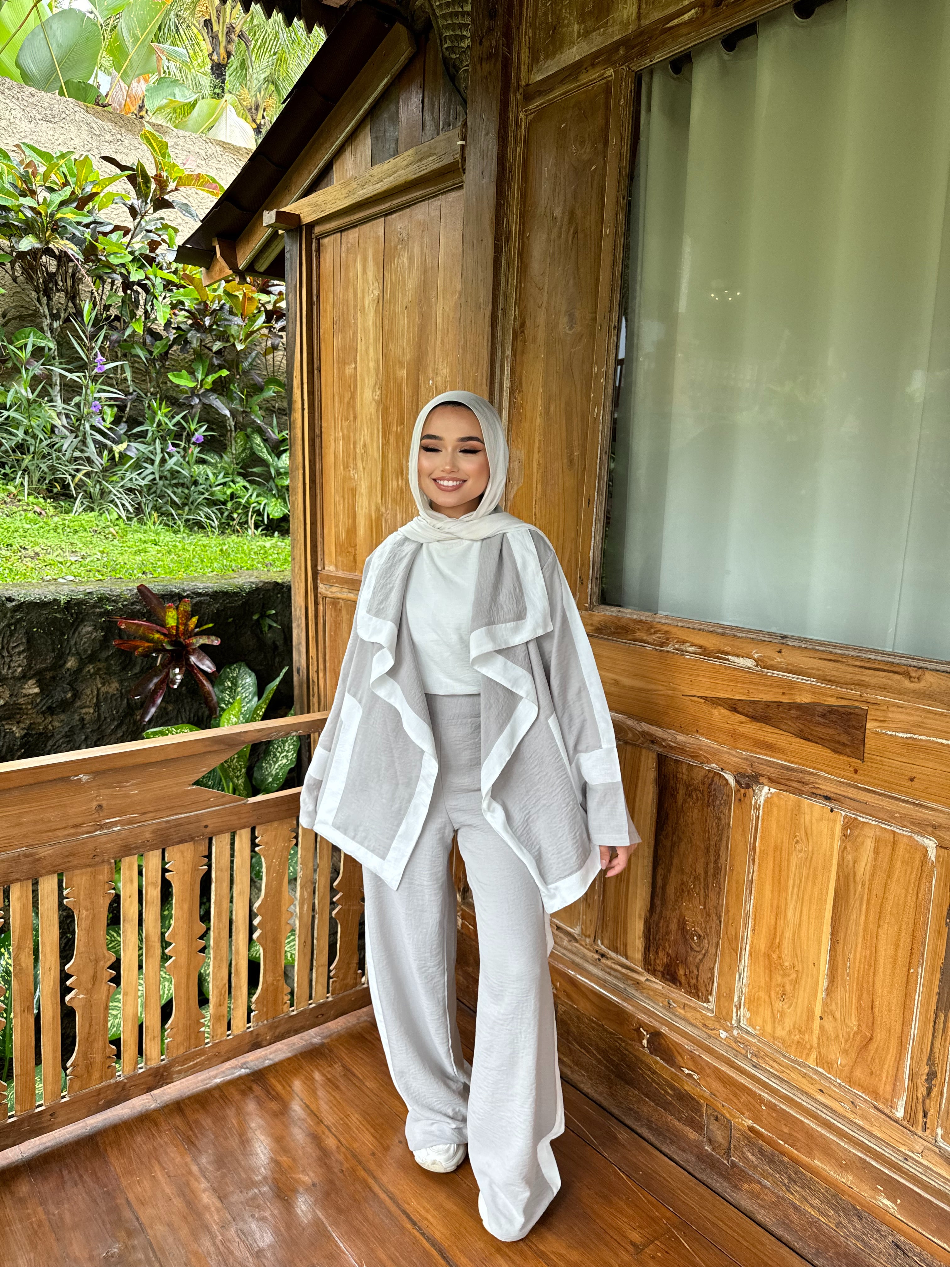 Casual Trims Pants Grey X Cream