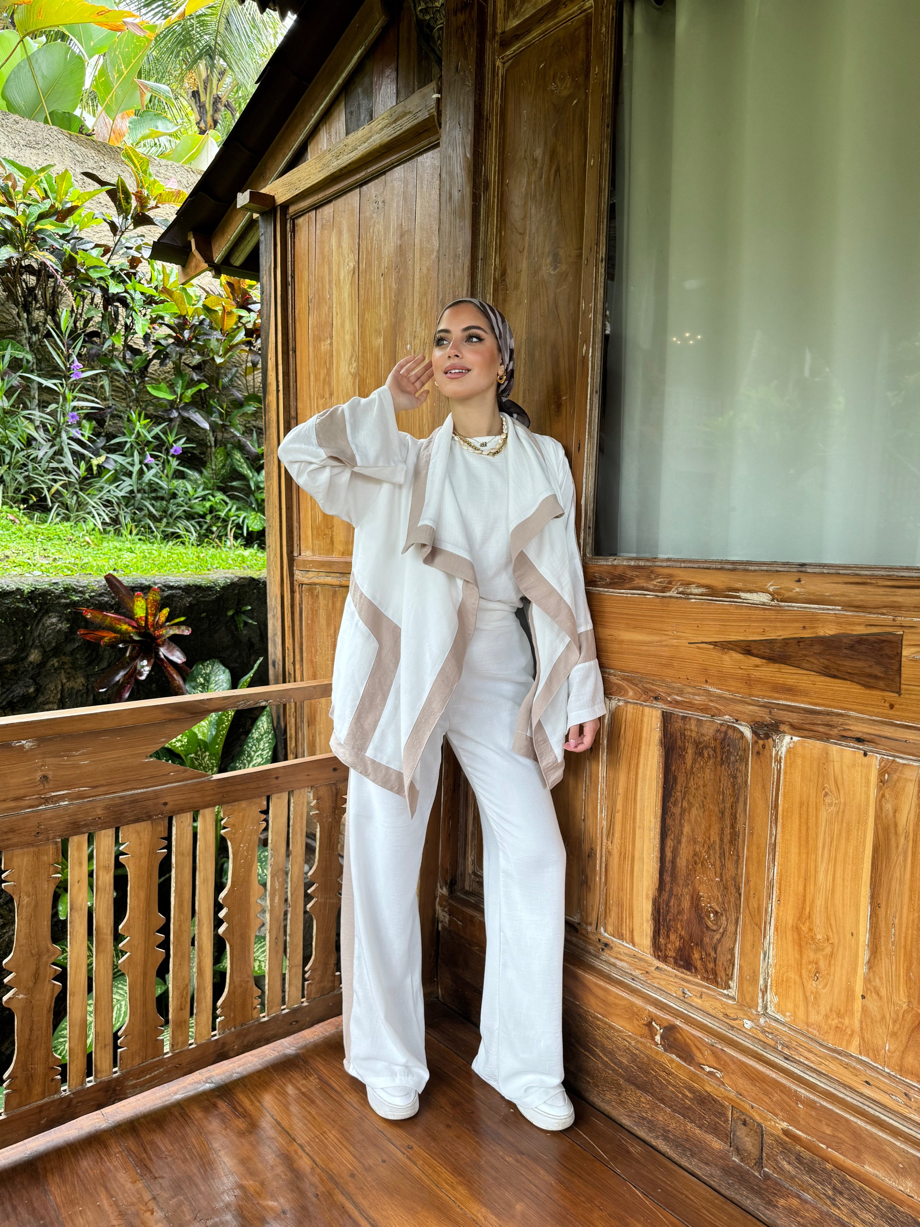 Casual Trims Pants Cream X Sand