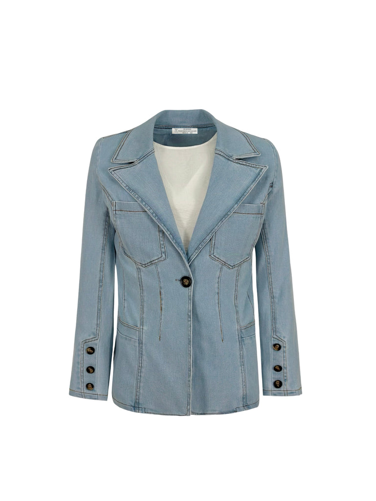 Lets Make it Formal Denim Blazer Ice