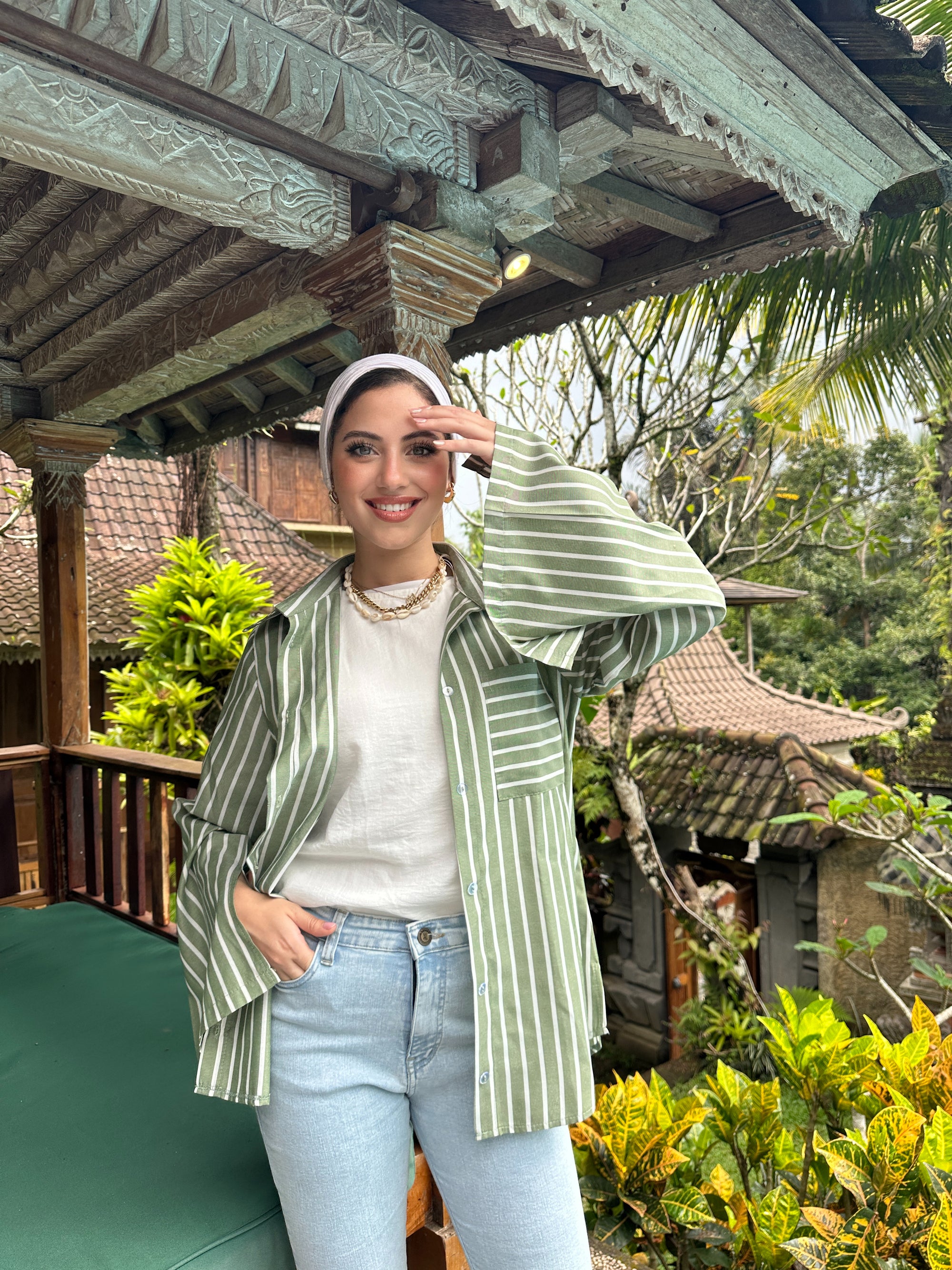 New Strippy Shirt Olive