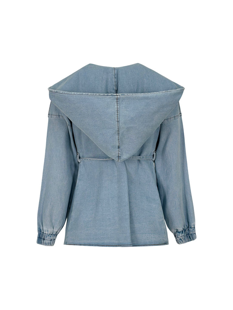 Hooded Denim Coat Ice