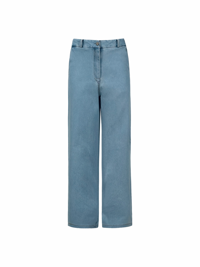 Full Glam Denim Wide Pants Light Blue