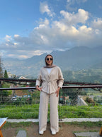 Linen Stripes Snatched Set Pants