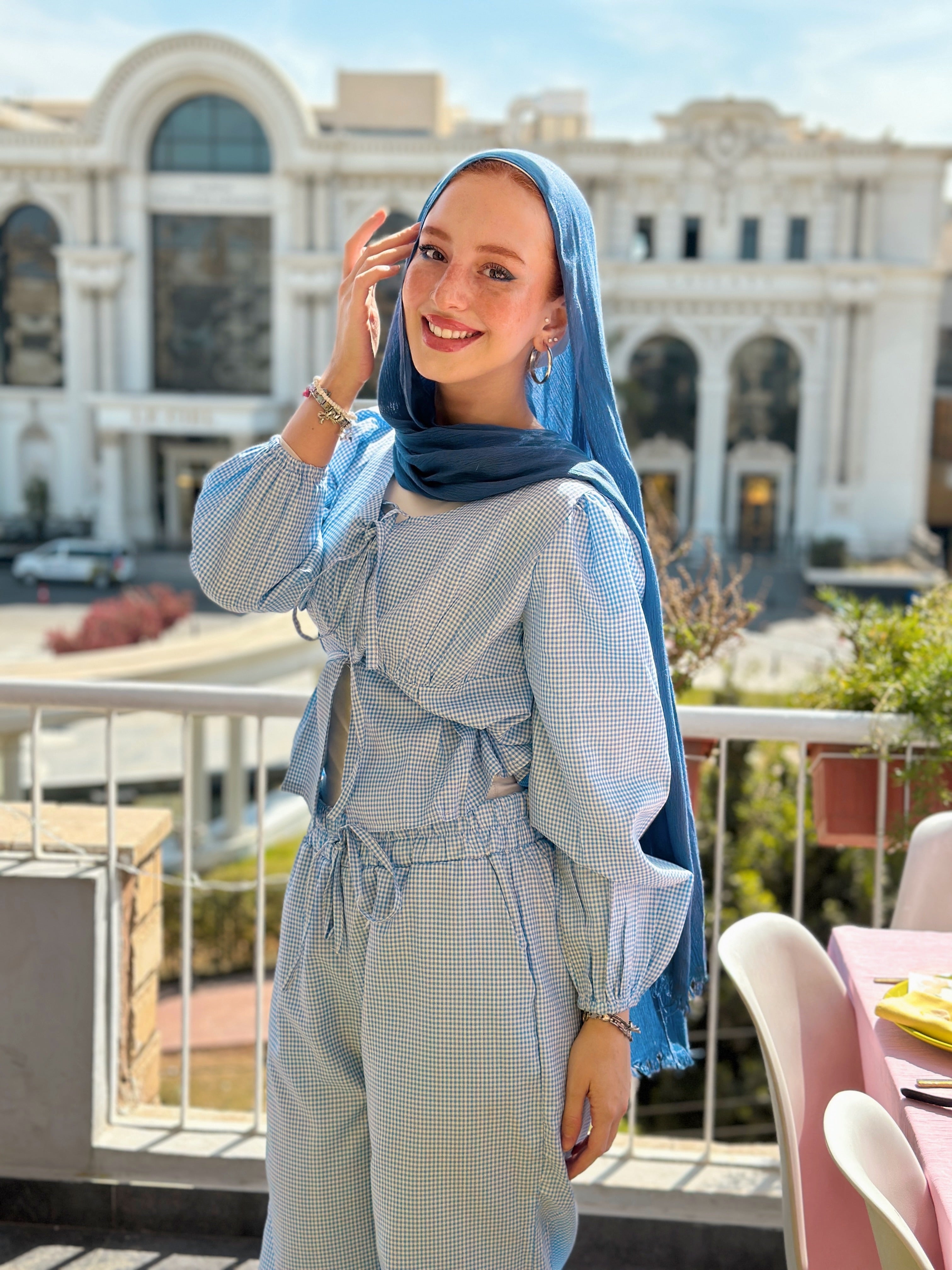The Gingham Love Set Top Baby Blue