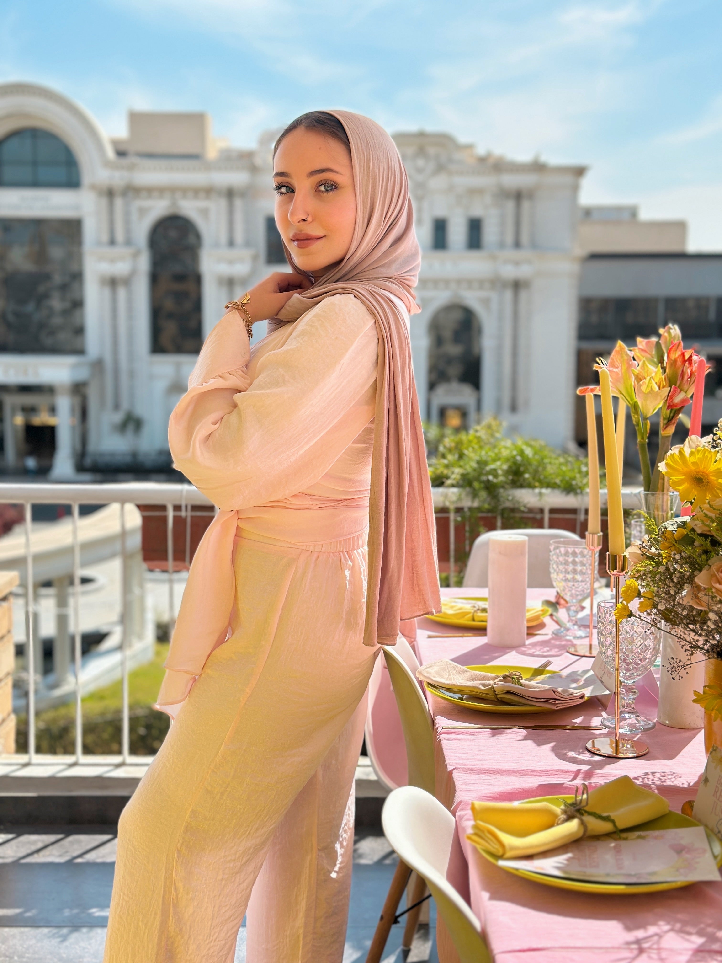 Shimmering Wrap Set Pants Rose