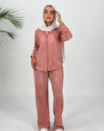 Plisse Set Pants Rose Gold