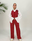 Fiore Stripped Set Pants Cherry