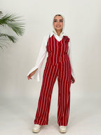 Fiore Stripped Set Vest Cherry