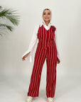 Fiore Stripped Set Pants Cherry