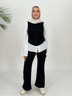 Ribbed Corset Set Top Black