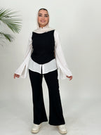 Ribbed Corset Set Top Black