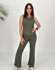 Ribbed Corset Set Pants Olive