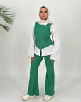 Ribbed Corset Set Top Green