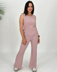 Ribbed Corset Set Pants Nude Pink