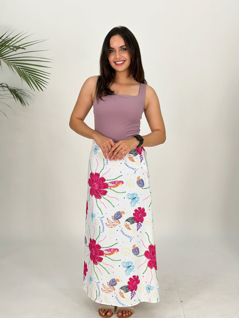 Summer Cream Doodles Slim Skirt