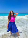 Swim Suit Short Skirt Royal Blue
