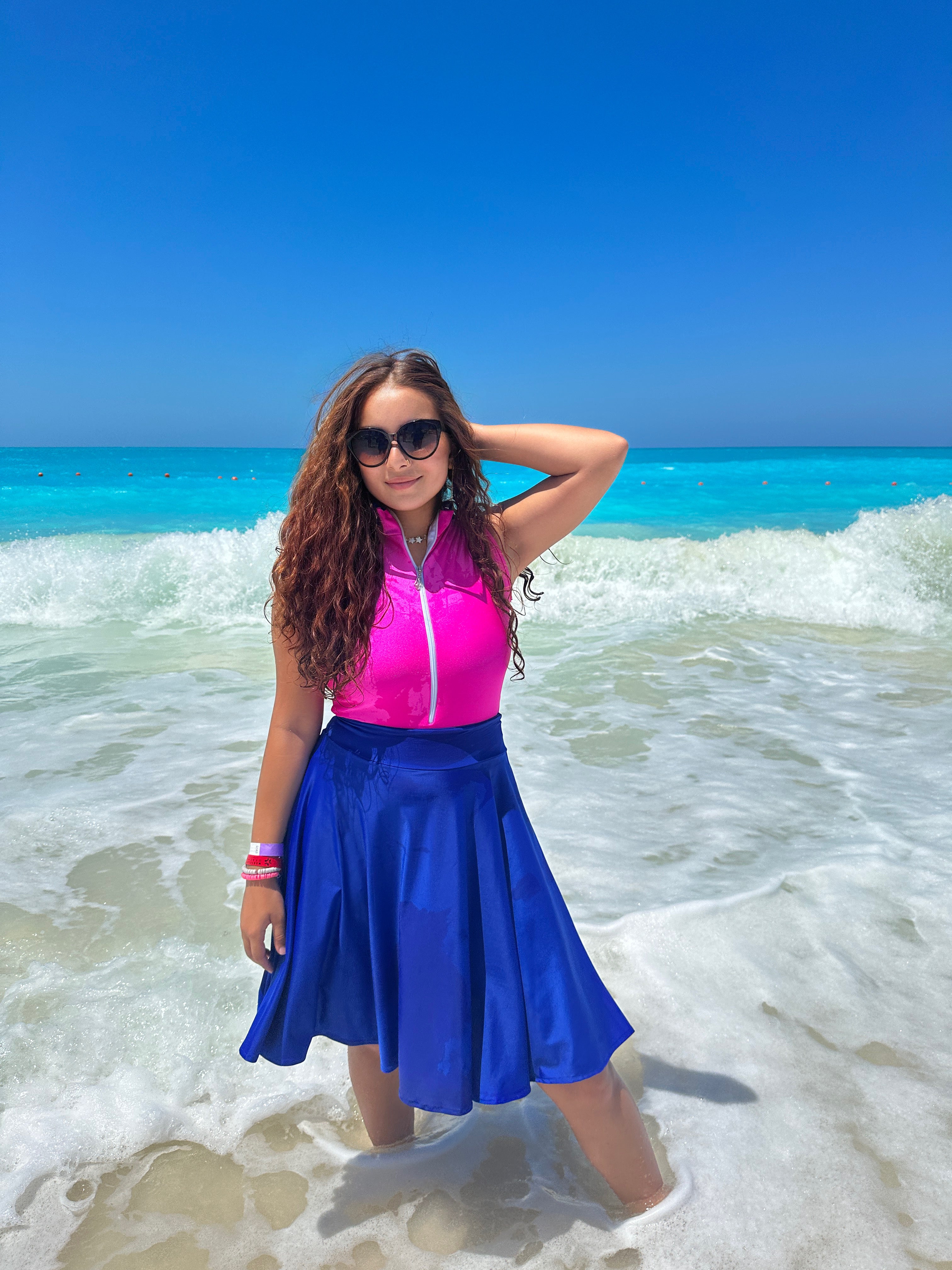 Swim Suit a bit Longer Skirt Royal Blue