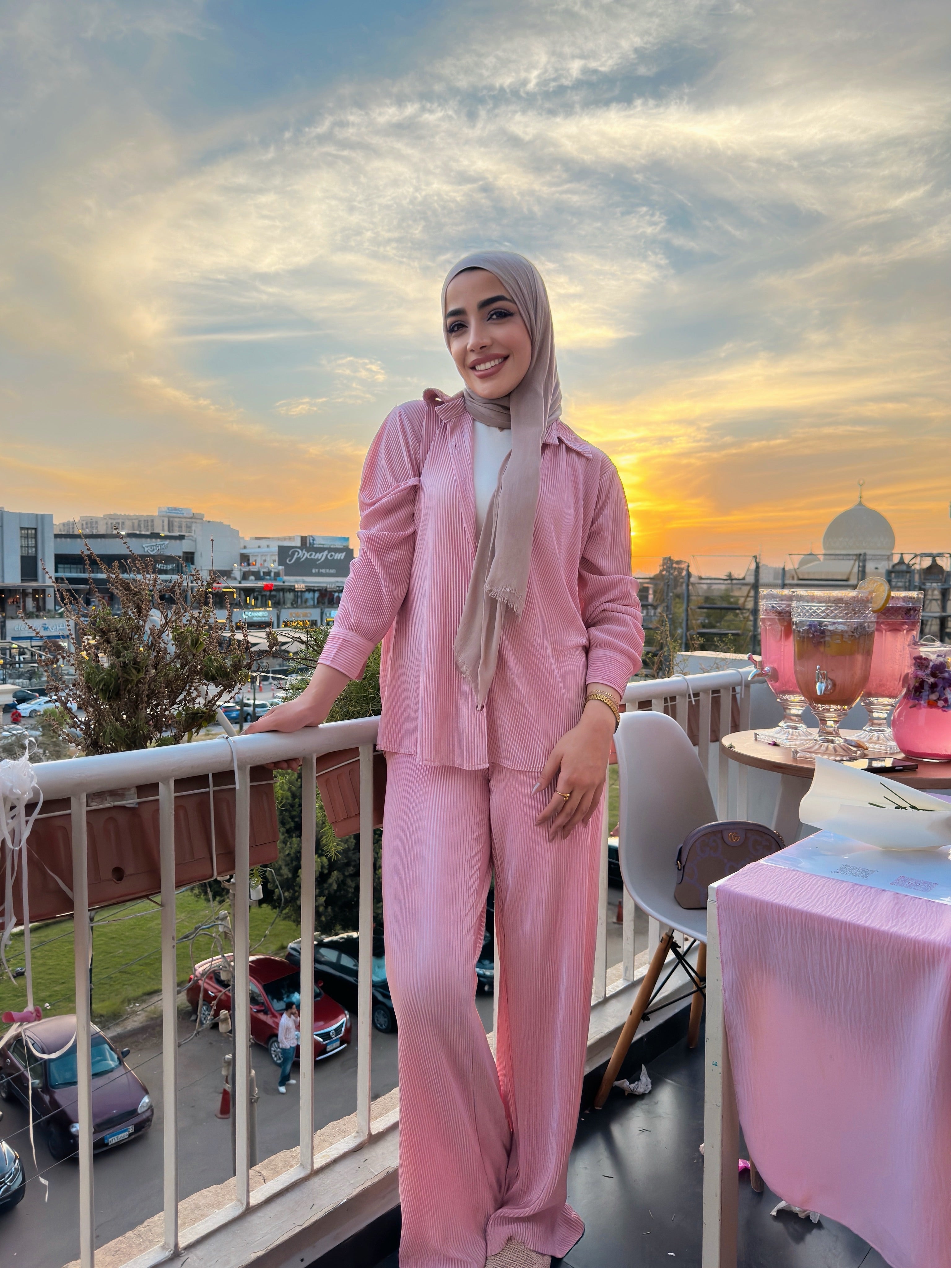 Plisse Set Pants Rose