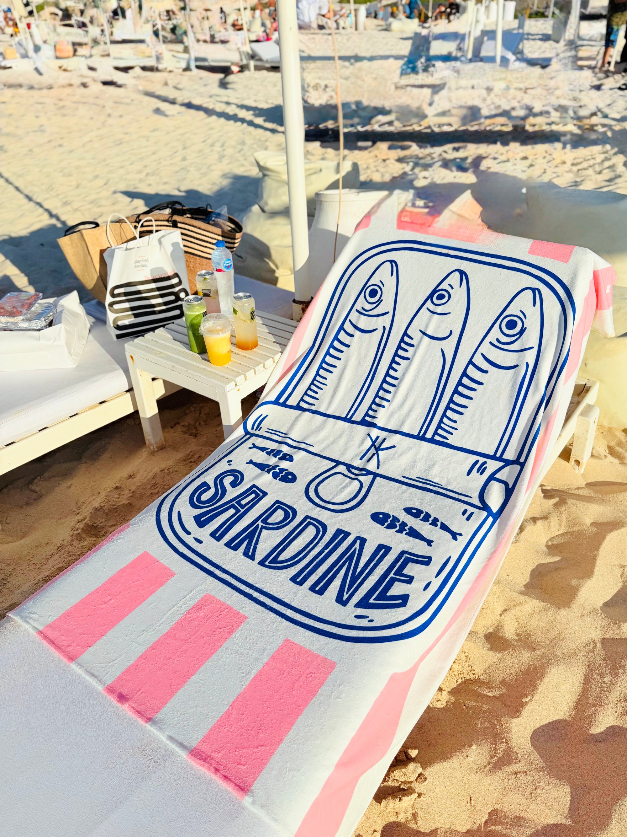 Microfiber Towel Pink Sardines