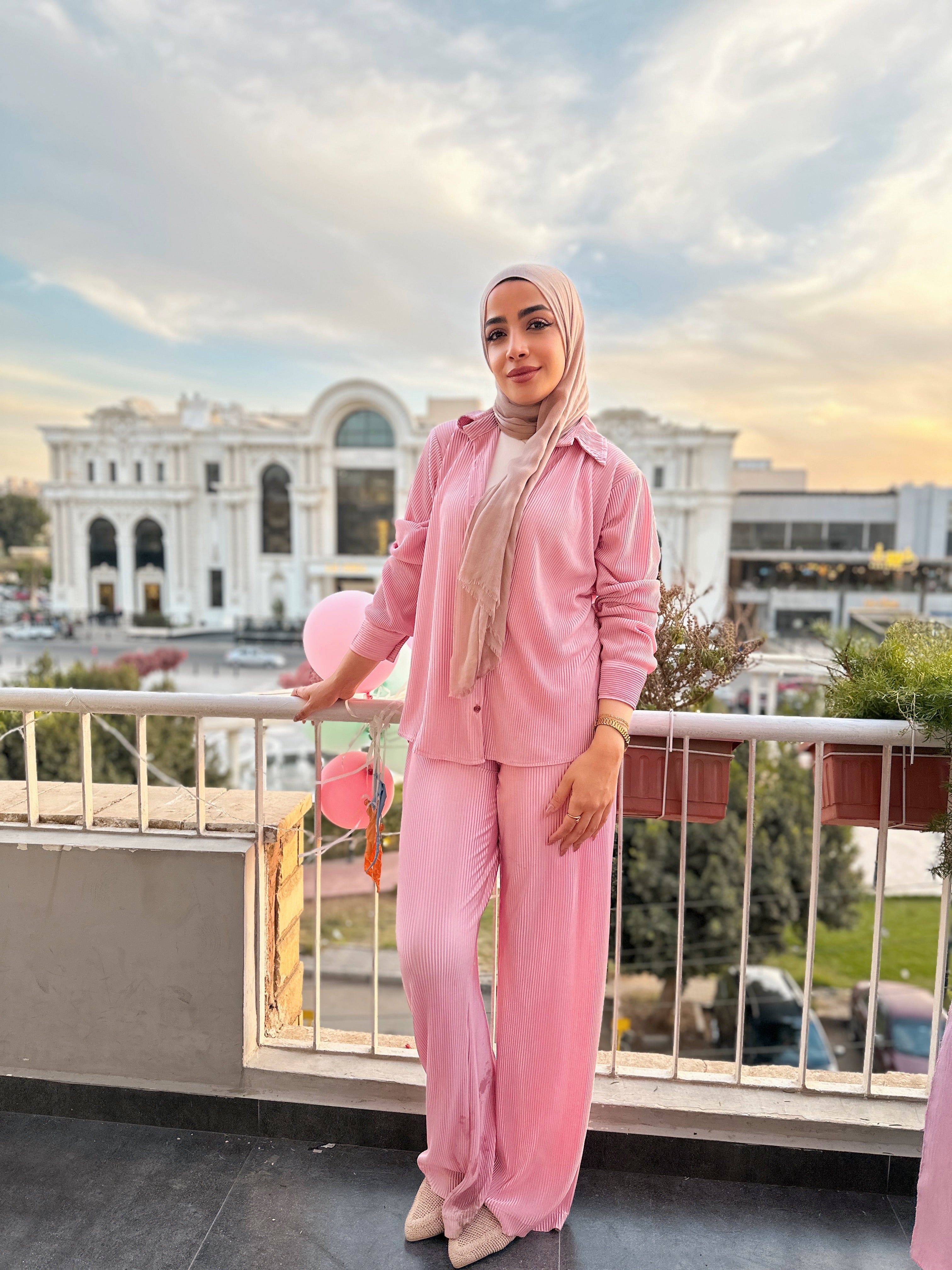 Plisse Set Pants Rose